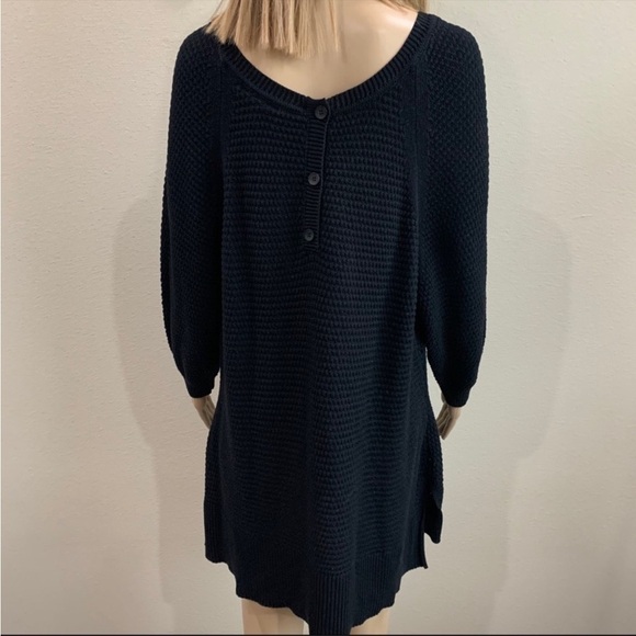 Lane‎ Bryant Black Knit Boxy Button BACK Sweater 18/20 EUC - Picture 2 of 8